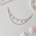 Detail der silbernen doppellagigen Sternenkette mit Karabinern für Taschen und Gürtel - Stern