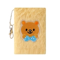 Mini plush yellow bear notebook keychain with soft faux fur and embroidered details - Yellow Bear