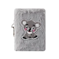 Plush grey koala mini notebook with metallic lobster clasp and soft embroidery - Grey Koala