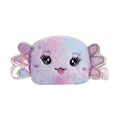 Plush axolotl crossbody bag for girls in soft gradient purple and blue faux fur fabric - Tie-Dye Purple