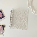 Detail of transparent water ripple binder cover with a six-hole silver metal loose-leaf ring - A7 Transparent Shell Only