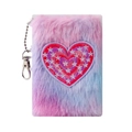 Mini plush gradient notebook keychain with heart embroidery and fluffy purple pink texture - Purple Gradient Heart