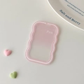 Detail of pink gradient wave-edge card holder with hanging hole and decorative text - Pink Single Card Holder (No Accessories)