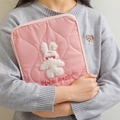 Pink quilted 13 inch laptop sleeve with cute white plush bunny and embroidery - 13" / Pink Rabbit