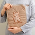 Quilted brown 13-14 inch laptop sleeve with cute lucky bear embroidery for students - 13" / Brown Bear