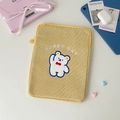 Housse iPad en velours côtelé jaune avec ours brodé et texte Happy Day pour tablette 11 pouces - Ours Jaune