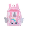Sac à dos licorne transparent pour filles avec ailes scintillantes et grands yeux - Rose