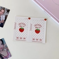 Detail view of strawberry printed photocard holders for 3-inch polaroid photos decoration - White Strawberry Frame