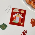 Vista detallada del portafotos de acrílico navideño con diseños de campanas y copos de nieve - Casita Roja