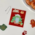 Detalle del portatarjetas de acrílico en forma de árbol de Navidad con colgantes - Árbol de Navidad verde