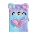Diario A5 orsetto di peluche viola sfumato con lucchetto e cuore rosa per ragazze - Tie-Dye Viola
