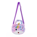 Borsa a tracolla unicorno in peluche per bambine con pelliccia sfumata e corno dorato - Tie-Dye Viola