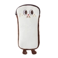 Schattig toast pluche etui met grote capaciteit en 3D-voetjes voor schoolmeisjes - Bruin