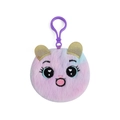 Detail of round plush unicorn keychain with gradient faux fur and embroidery - Tie-Dye Purple
