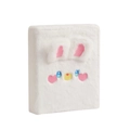 A5 plush bunny photocard album with white faux fur and embroidered rabbit face - White Bunny Shell Only