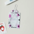 Macro shot of 3-inch transparent PVC photocard holder with star patterns and bead chain - White