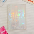 Detailed view of A5 six-hole holographic laser binder sleeves with four-pocket layout - Plain Laser A5 4-Pocket Refill 10 Sheets (For 3-inch)