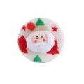 Detailed embroidery of Santa Claus and Christmas tree on a plush round handheld mirror - White Santa