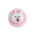 Cute pink plush round portable makeup mirror with soft embroidered bunny design - Gradient Colorful Rabbit