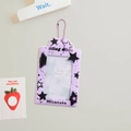 Purple PVC star photocard holder with matching beaded chain for k-pop idol cards - Purple