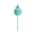 Macro shot of a mint green fluffy unicorn ballpoint pen with soft pompom detail - Green