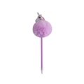 Detail of cute purple unicorn pen featuring a fluffy pompom and laser holographic topper - Purple