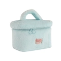 Neceser de peluche azul claro con textura suave de pelo sintético y doble cremallera - Azul