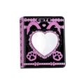 Close-up of three-inch photo album featuring heart window and cute cat paw design - Black