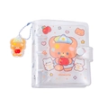Detail of transparent PVC 3-hole mini binder with cute bear pattern and acrylic pendant - White Apple Bear (Incl. Pendant + 10 Inner Pages)