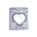 Cute light blue 3-inch photocard album with heart cutout window and ruffle edges - Blue