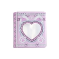 Pink heart-window photocard binder with lace detail and cute bow pattern on PU leather - Pink