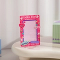 Support photo en acrylique rose avec motifs étoiles pour cartes K-pop de bureau - Style Dessert Cœur Rose Rouge