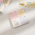 Close-up of four-grid cute cartoon notepad with pink plaid and soft macaron colors - Four-Grid Color Block