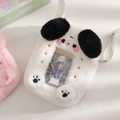 Dettaglio della borsa in peluche bianco a forma di cucciolo con finestra trasparente - Stile Cane Bianco (Include Tracolla)