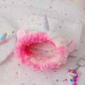 Cerchietto unicorno in peluche rosa e bianco con corno argentato glitterato e orecchie - Multicolore Tie-dye