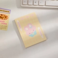 Close-up of cute bear sticky notes on a white desk with a mechanical keyboard background - Yellow Rabbit
