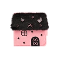 Cute house shaped plush photocard holder with butterfly embroidery in pink and black - Pink Shell (No Inner Pages)