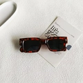 Fashionable tortoise shell rectangle sunglasses with dark black lenses and arrow rivets - Tortoise Shell