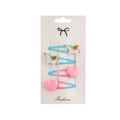 4er-Set glitzernde Regenbogen-Einhorn- und rosa Herz-Haarspangen für Mädchen - Blau Einhorn Herz Stil
