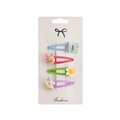 4er-Set Kinder-Haarspangen mit Einhorn, Hase, Blume und Schmetterling für Mädchen - Grün Cartoon Tier Stil