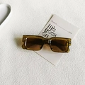 Retro square sunglasses in translucent olive green with thick frames and dark lenses - Dark Green