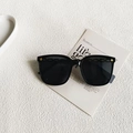 Black square frame sunglasses featuring gold star rivets and textured temple arms - Black and Gray