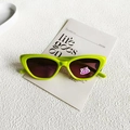 Fluoreszierende grüne Katzenaugen-Kinderbrille mit rosa Tiger-Anhänger und Gläsern - Grün