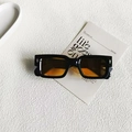 Retro square sunglasses with black frame, amber lenses and silver arrow metal studs - Black Frame Yellow Lens