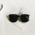 Black oversized square sunglasses with gold star accents and chunky chain-link temples - Dark Green