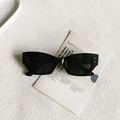 Fashionable black thick frame cat eye sunglasses with silver metal dots decoration - Black