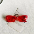 Retro small square bright red sunglasses with matching tinted lenses for women - Red