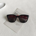 Retro small frame sunglasses in classic black with red inner temples and dark lenses - Black Frame Red Leg