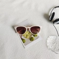 Retro cremeweiße Cat-Eye-Sonnenbrille mit braunen Verlaufsgläsern im Vintage-Stil - Gebrochenes Weiß