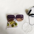 Lunettes de soleil carrées oversize avec monture blanche et verres dégradés violet-orange - Violet & Jaune